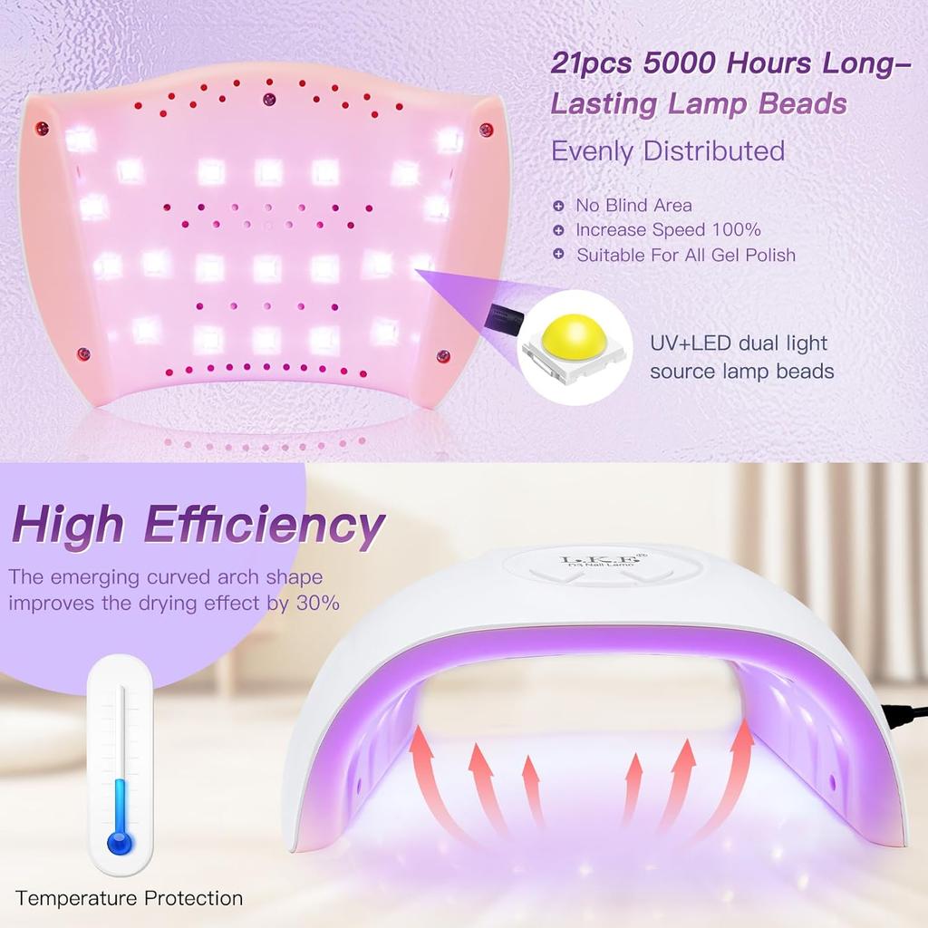 72W UV LED Nail Lamp, 21pcs Beads, Smart Sensor, Fast Curing for Gel Polish