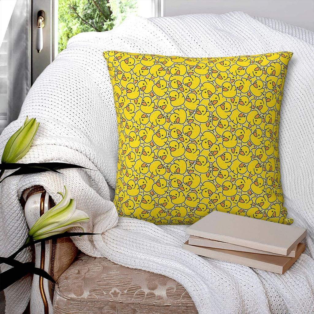 Yellow Classic Rubber Duck Square Pillowcase Pillow Cover Polyester Cushion Zip Decorative Comfort Throw Pillow for Home Car