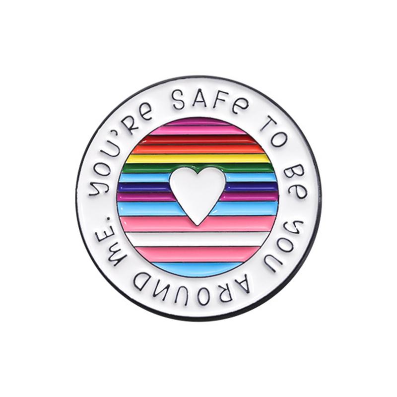 LGBTQ Rainbow Enamel Pin You’re Safe With Me Pride Metal Brooches Lapel Badges Jewelry Gift for Gay Homosex Lesbian Friends