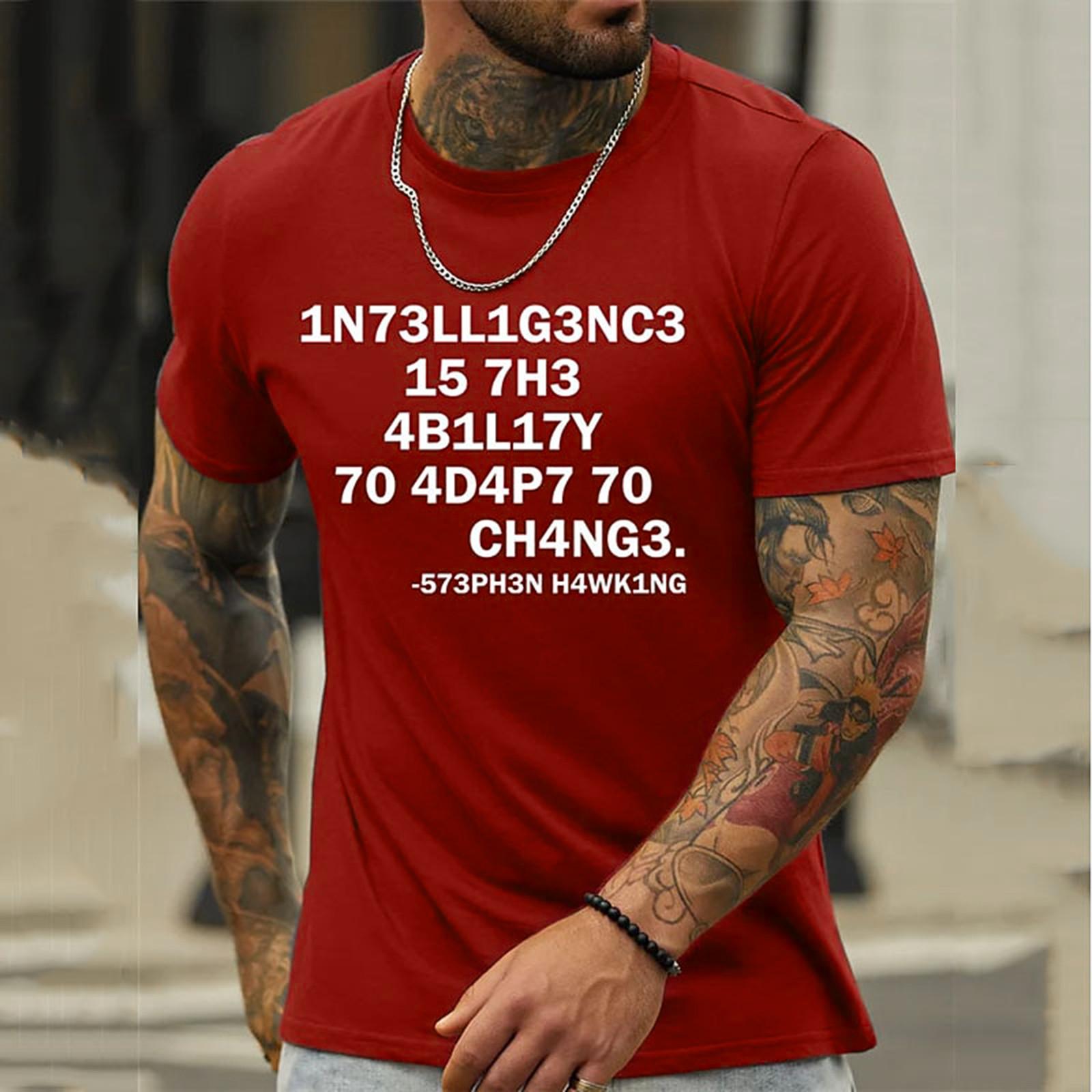 

Мужская футболка с графическим текстом и 3D-печатью. Уличная повседневная одежда с короткими рукавами и принтом. Базовая одежда. XL красный