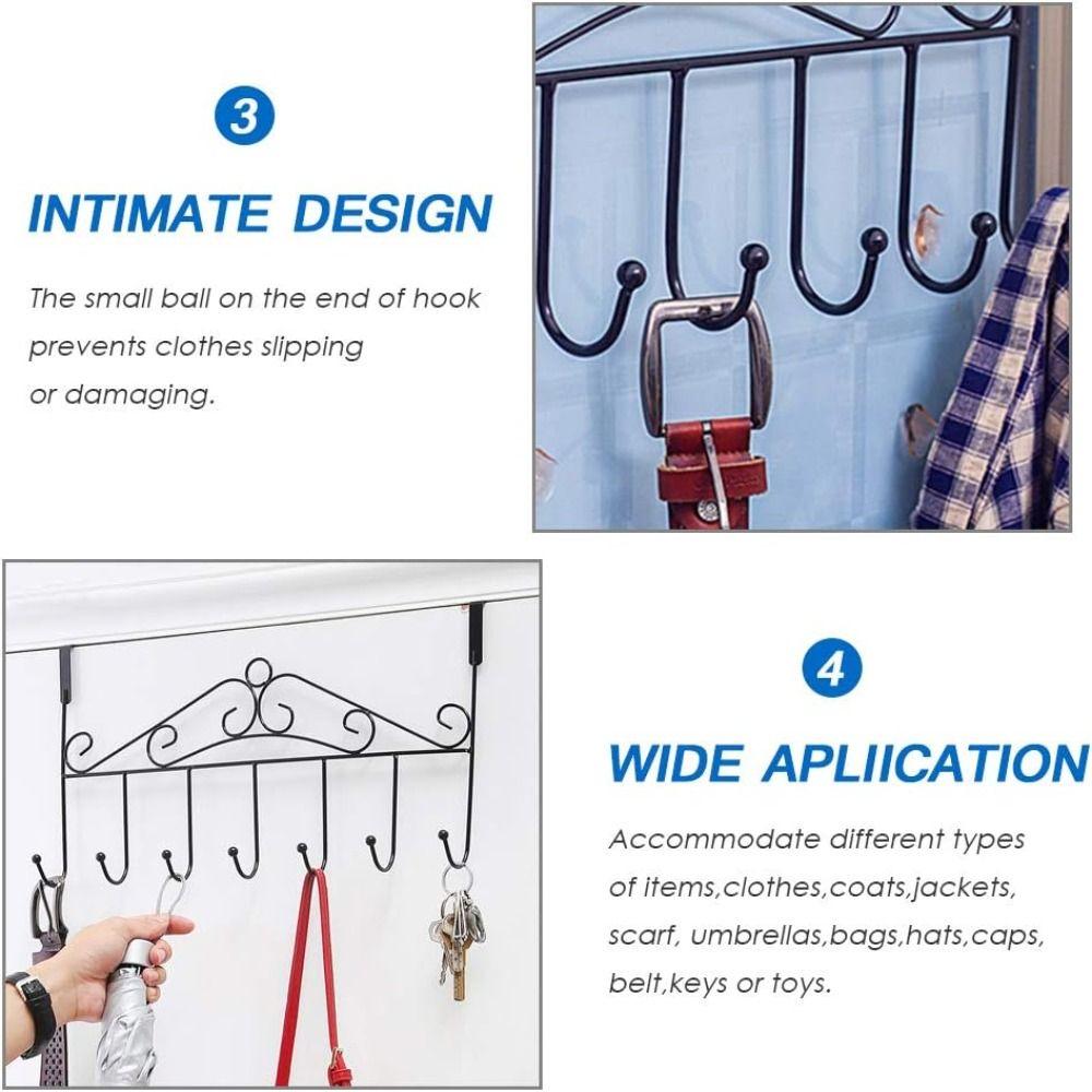 Anti-Rust Over the Door Hanger Punch-free Coat Rack Overdoor Organizer Key Holder  Kitchen Bathroom
