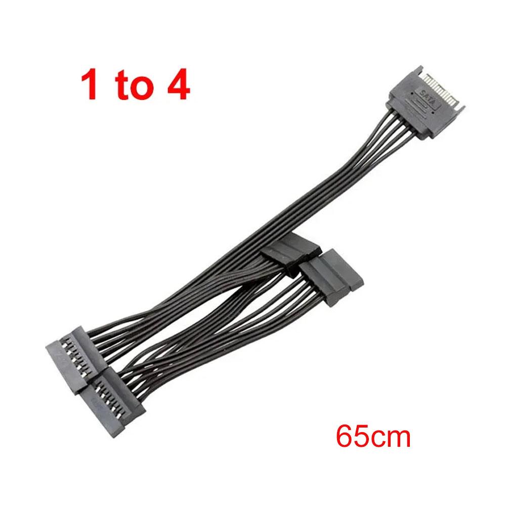 15Pin SATA Power Splitter Extension Male to 2/3/4 Female 35cm/50cm/65cm for Desktop PC Internal HDD SSD Storage DIY Hard Disk
