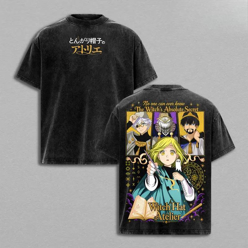Coco Qifrey Witch Hat Atelier Anime Clothing Men Women T-shirts Short Sleeve Washed T Shirt Vintage Cotton Tshirt Harajuku Tops