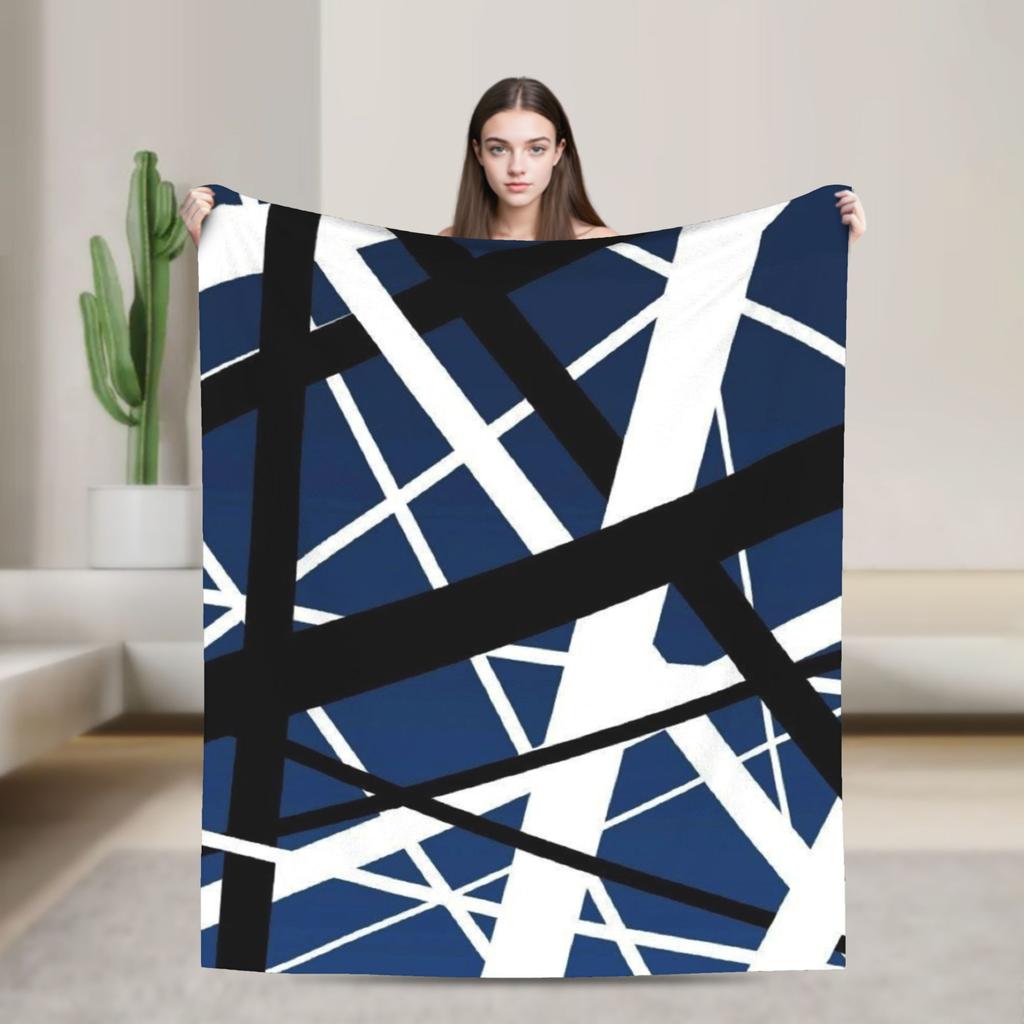 Warm Cozy Blankets Plane Travel Van Halen Blue Rock Stripes Throw Blanket Graphic Bedspread For Sofa Home