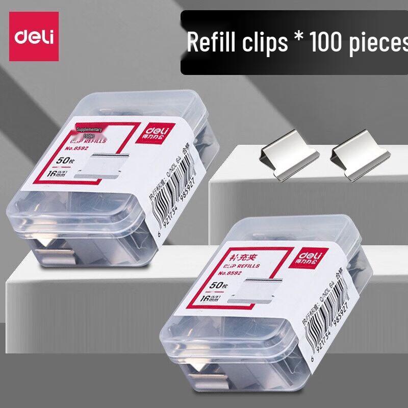 Deli Large Metal Push Clip Dispenser with 100 Refill Clips