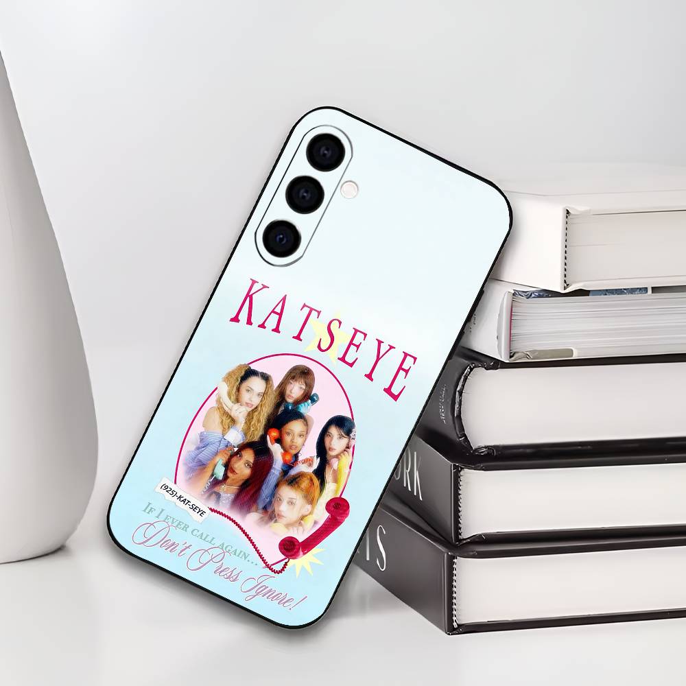 K-KATS-EYE Black Soft Silicone Phone Case for Samsung Galaxy A73/A72/A71/A70/A53/A52/A51 - Global Girl Group Design