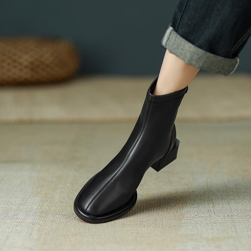 Fashion Comemore Ankle Boots for Women New Fashion Square Head Solid Color Versatile Ladies Shoes High Heels Women's Outwear Short Botas