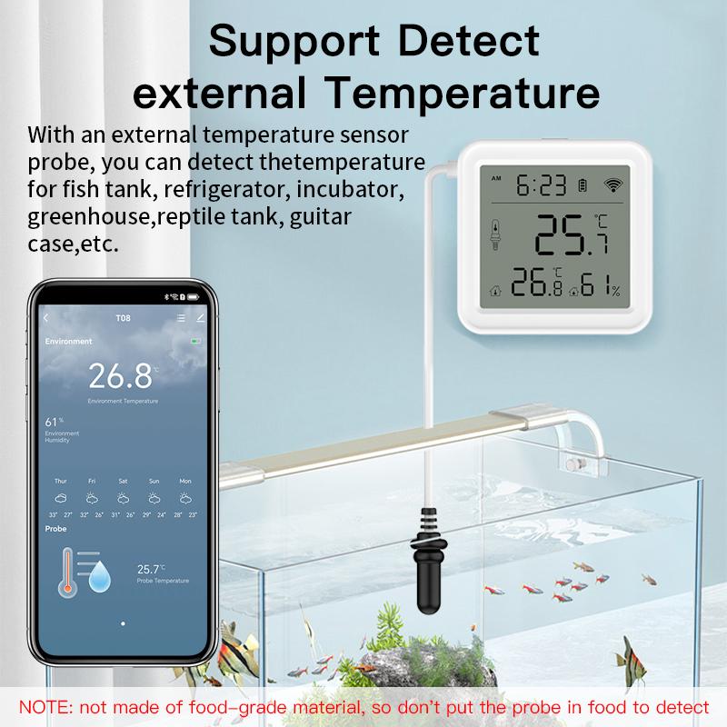 Tuya Zigbee WiFi Temperature Humidity Sensor 1M External Sensor Cable Probe APP Remote Control Work With SmartLife Yandex Alexa