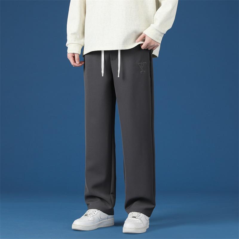 Pants Men's Spring and Autumn New Men's Casual Pants Loose Straight Pants Long Pants Wide Leg Sports Blue Drawstring Men's Pants