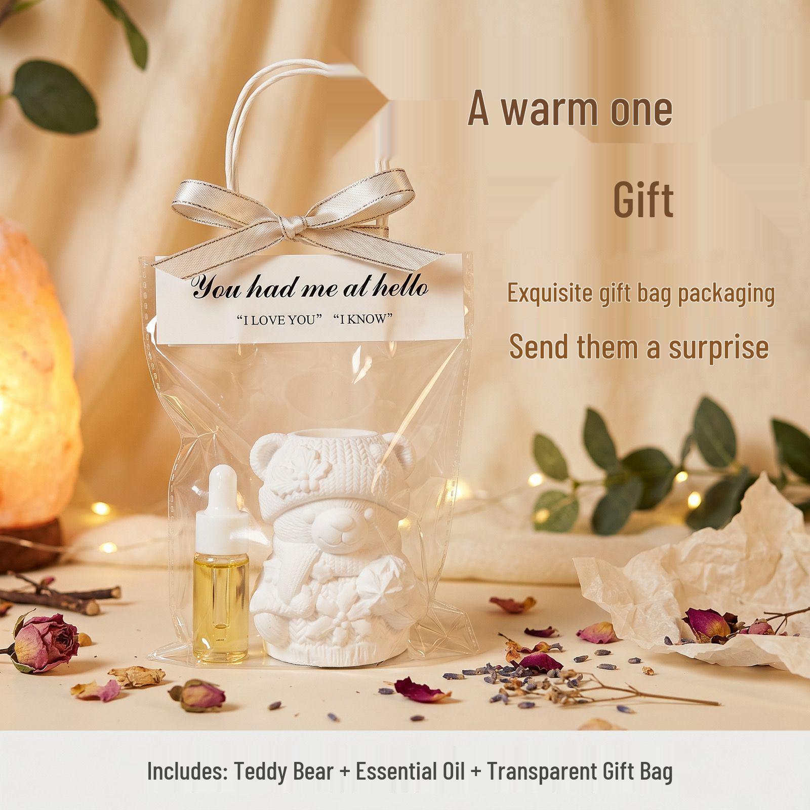 Winter Bear Gypsum Diffuser with Hat - Cute Flameless Aroma Ornament for Indoor Decoration Jasmine