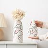 Nordic Hand-Painted Face Creative Plain-Fired Ceramic Vase Home Living Room Soft Decoration Flower Arrangement Ornament Gift