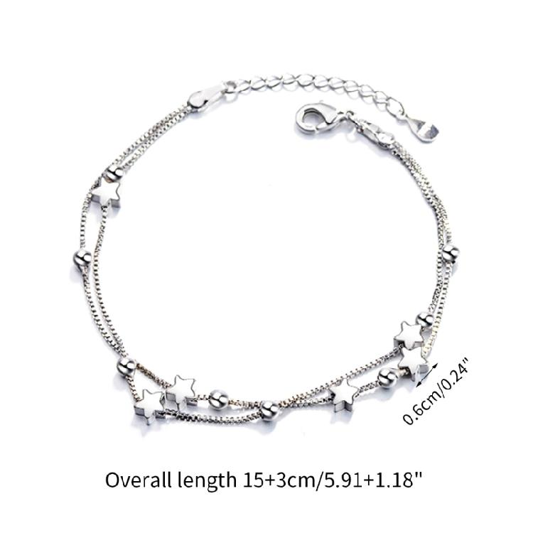 Star Bracelet Silver Color Round Bead Chain Bracelet For Women Girls Gift