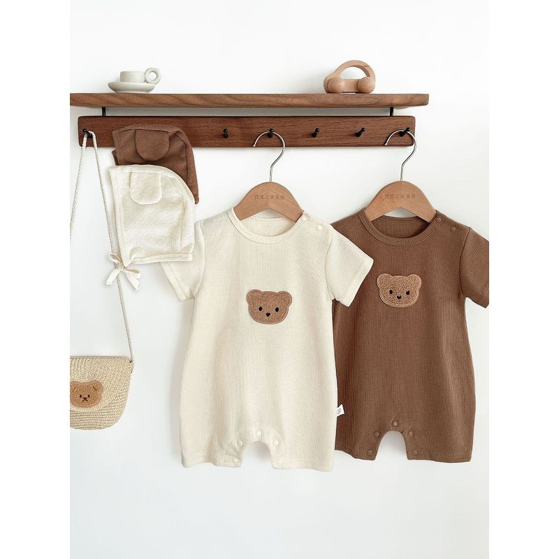 British Lmkl Baby Jumpsuit Summer Thin Bear-Themed Baby Clothes Infant Short-Sleeved One-Piece Romper