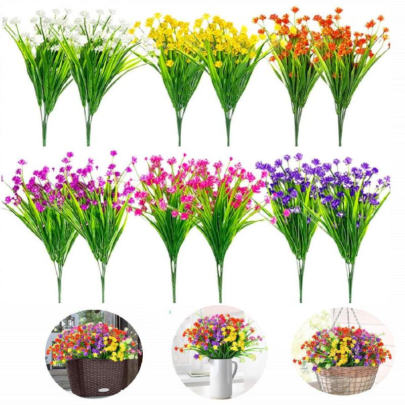 Vibrant Plastic Faux Flowers For Garden And Home Decoration In Various Shades