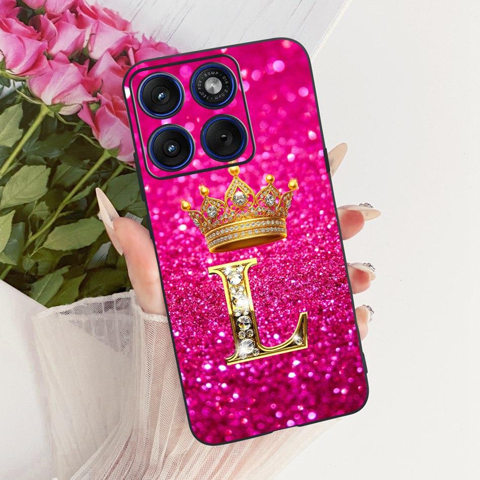 For Motorola Edge 70 Fashion Crown Letter Phone Case For Motorola Moto X70 Air Edge70 5G XT2601-2 Black Silicone Soft Cases