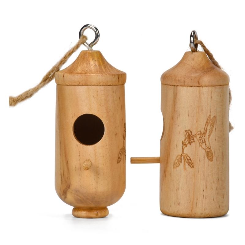 Natural Wood Bird Cages Parrots House Sleep Houses Cage with Hangings Lanyard for Garden Ornament Pet Finch Sparrows