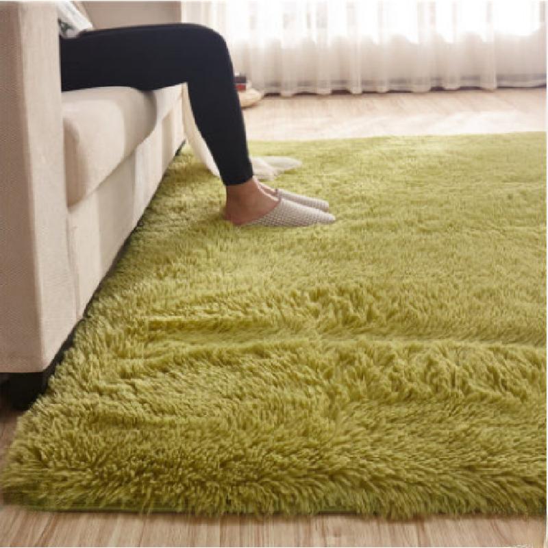 Solid Colour Fluffy Minimalist Style Indoor Carpet Bedroom Bedside Floor Mat Fluffy Plush Carpet Non-slip Floor Mat