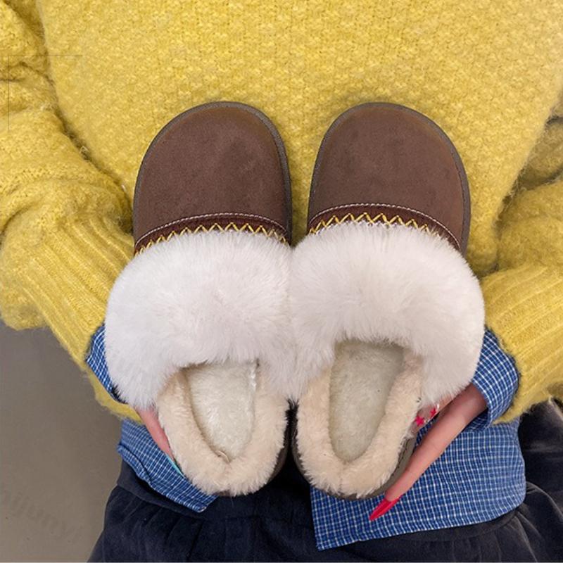 Women's Cotton Slippers 2026 Winter New Slip on Casual Outdoor Non Slip Warm Shoes Thicken Plush Comfortable Indoor Home Shoes