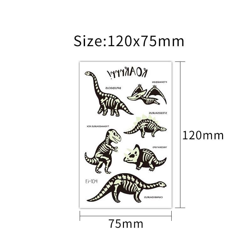 Luminous Tattoo Stickers Temporary Fake Tattoos Kid Glow Paste On Face Arm Leg for Children Body Art Mermaid Dinosaur Sticke