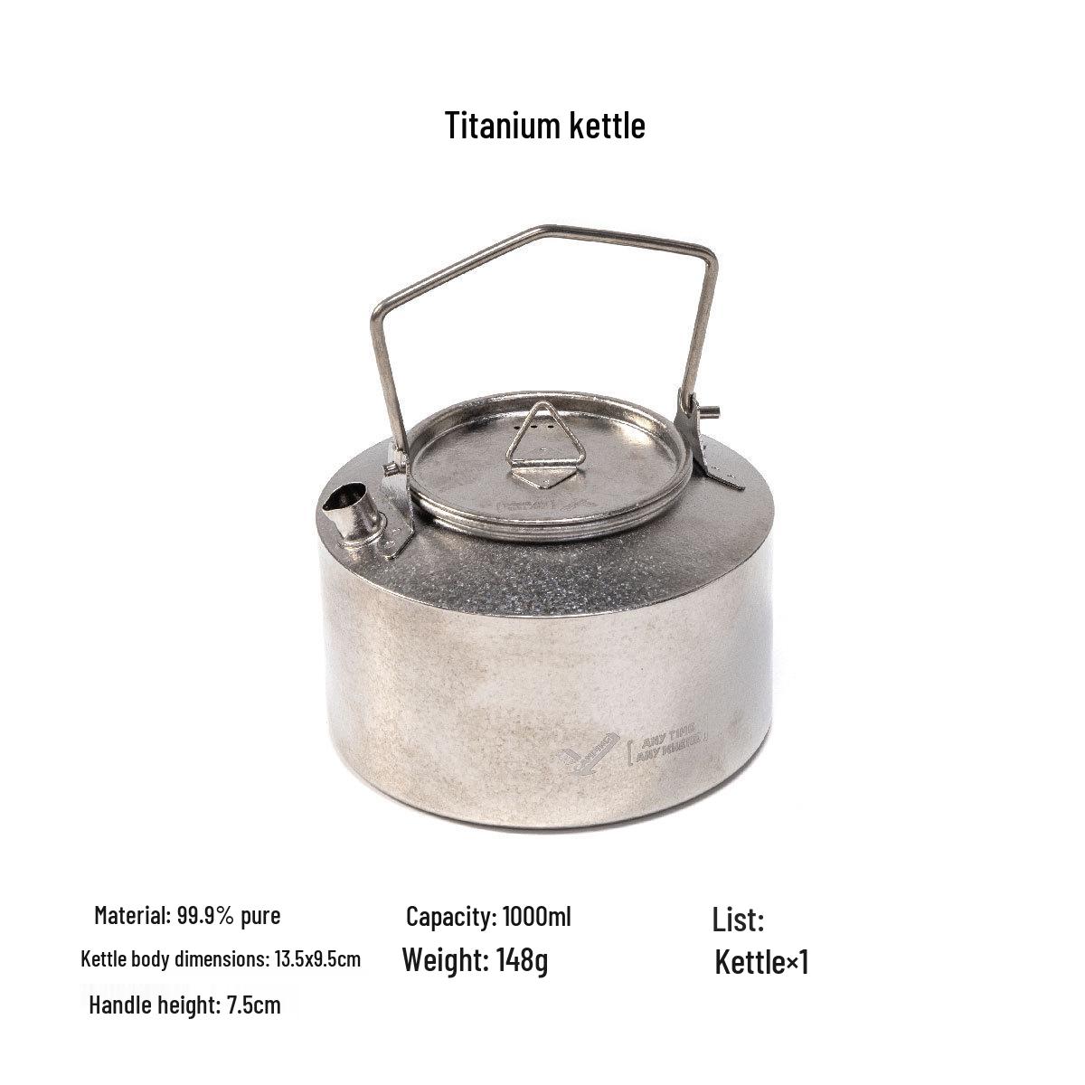 Wujie Camping Lightweight Titanium Tea Kettle - Portable Outdoor Water Boiling Kettle