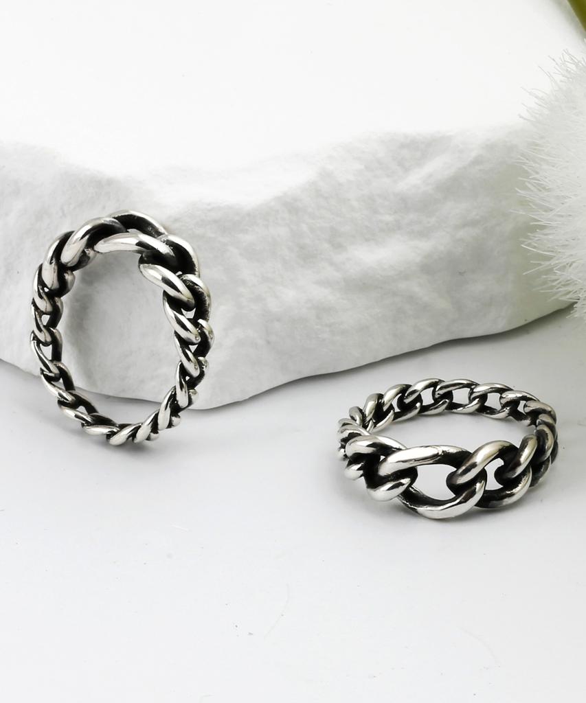 Shoveoff Silver 925 Friendship Couple Daily Chain Ring Silver Ring Svr-S616
