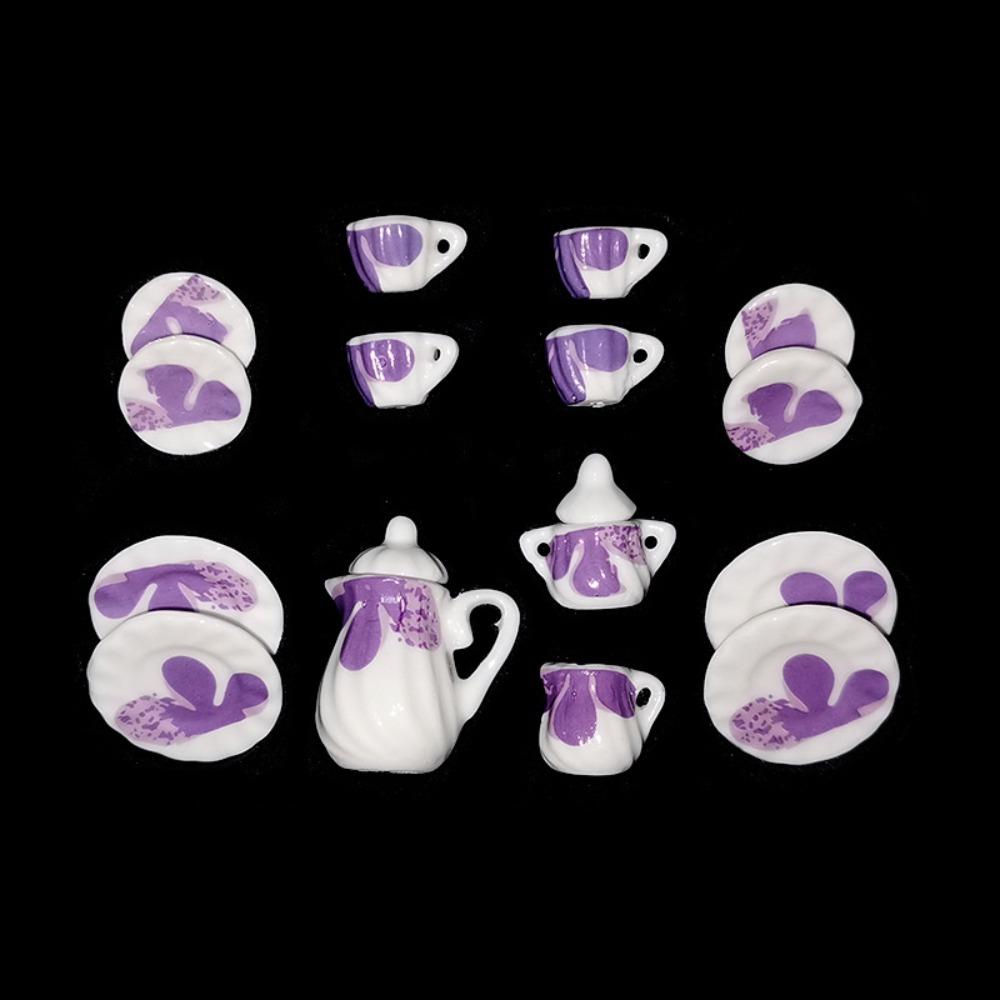 Tableware Doll House Cup Model Set Kettle Miniature Porcelain Tea Cup Set Doll House Accessories