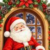 Seasonal Balcony Glass Decor Santa Claus Wall Sticker, Waterproof Removable PVC Decal, Easy Install Window Murals Decorative Art for Doors And