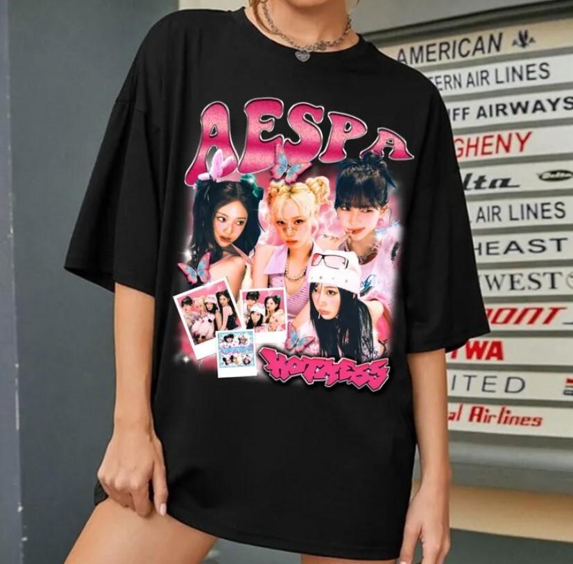 Aespa Kpop Graphic T-shirt Aespa Hot Mess Shirt Armageddon Album Shirt Aespa Unisex T-Shirt Graphic Tee S