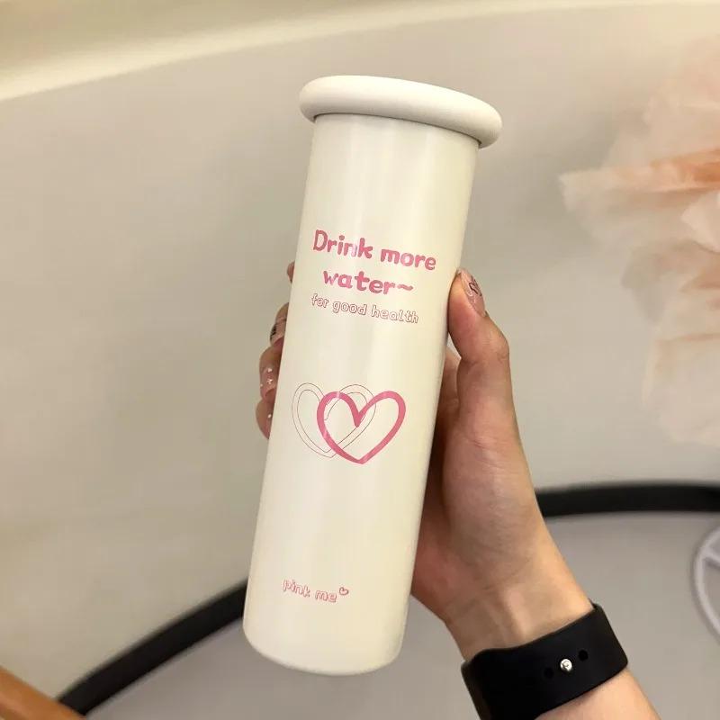 300ml Minimalist Cat Print 316 Stainless Steel Insulated Cup,  Drink Water  Vacuum Flask for Daily Use 300ml розовый