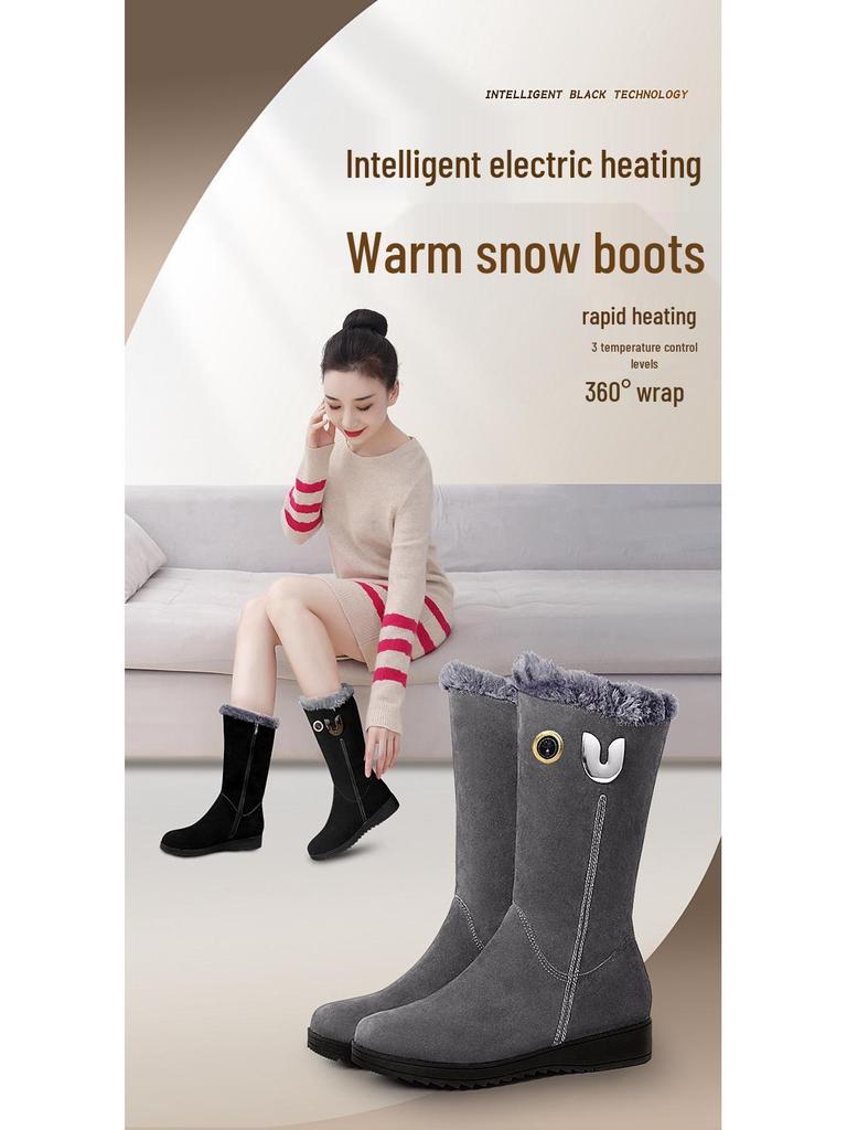 Botas de Nieve Eléctricas Calentadas: Zapatos Listos para el Invierno, Cálidos, Engrosados, Anti-Congelación para Uso en Exteriores y en Casa