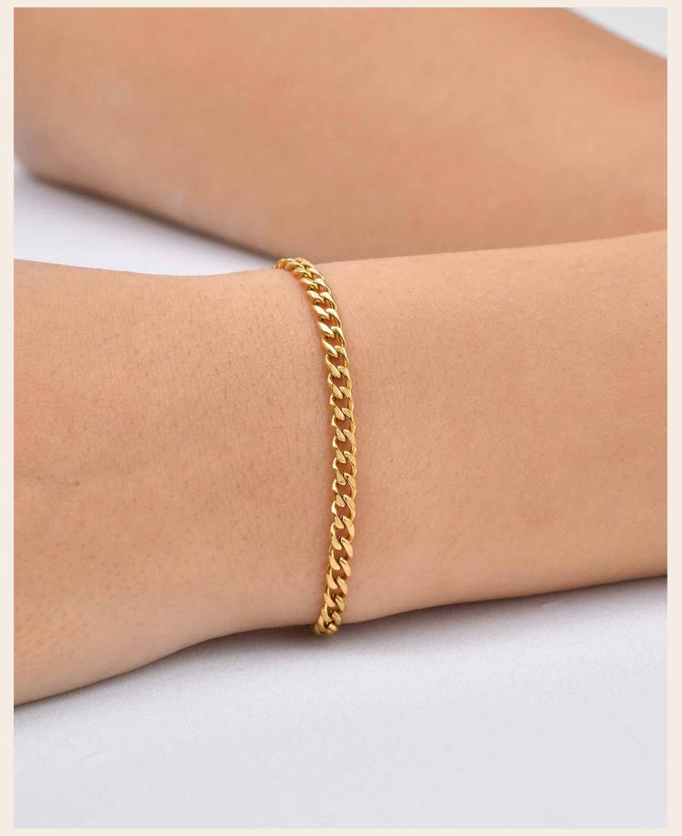 Gold Plated Thin Chain Bracelets for Women Stack, Cuff Bangle Bracelet Waterproof Jewelry Wholesale Dropshipping