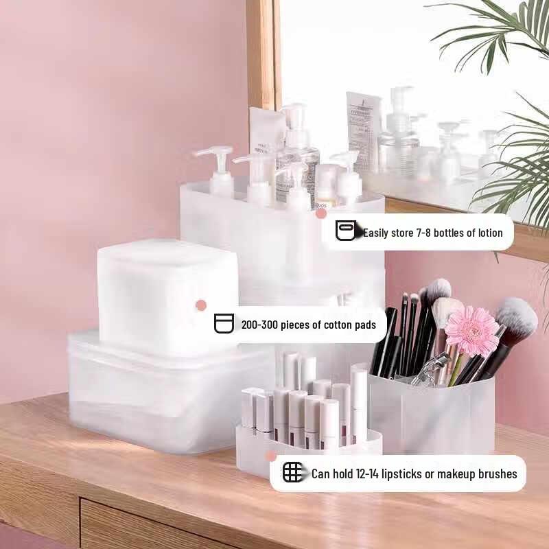 CHAHUA Frosted Divided Desktop Cosmetic Organizer
