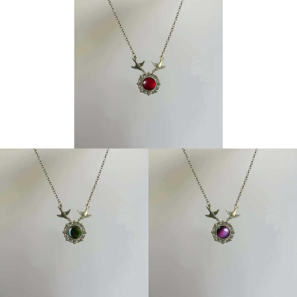 Retro Animal Charm Necklace With Colored Crystals And Copper Finish For Ladies