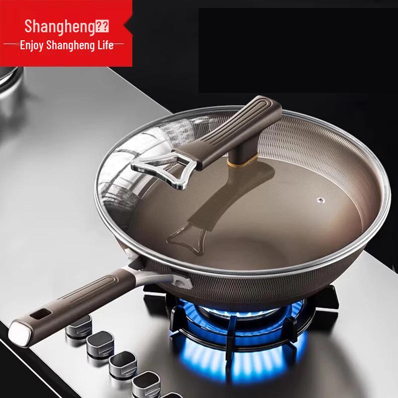 Shangheng 32cm Double-Sided Titanium Stainless Steel Wok