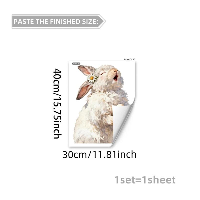 New Easter Flower Rabbit Sticker Self-Adhesive Waterproof Wall Stickers PVC Removable Wall Decal Window Decoration