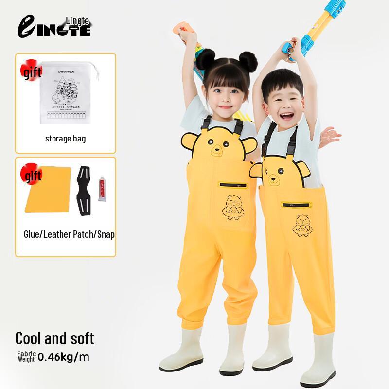 Водонепроницаемые вейдерсы Lingte для детей со встроенными резиновыми сапогами 24