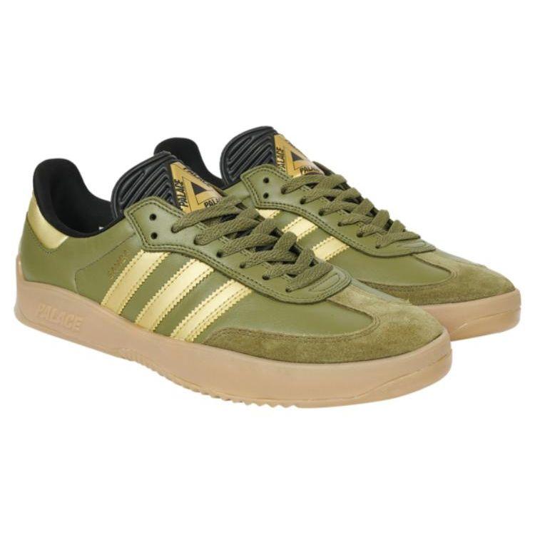 Palace X Adidas Puig Samba Olive Gold Unisex Sneakers Green Focus-Olive Metallic-Gold HQ6100