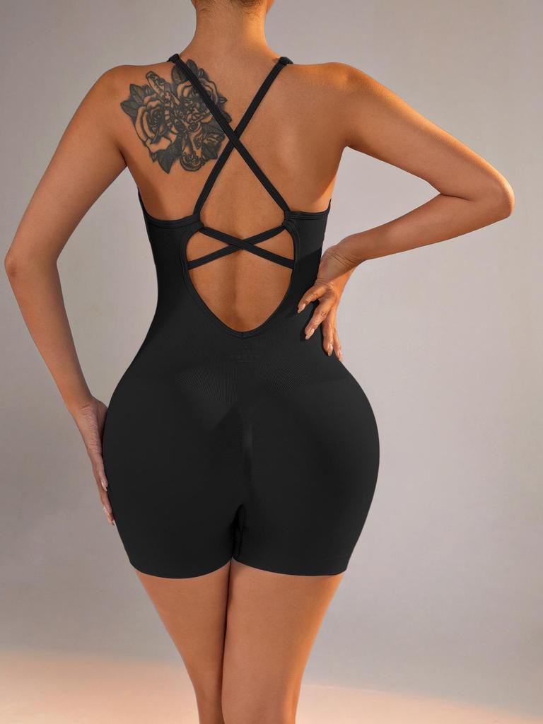 Women's Nude Feel Backless Yoga Jumpsuit - Spring/Summer Fit