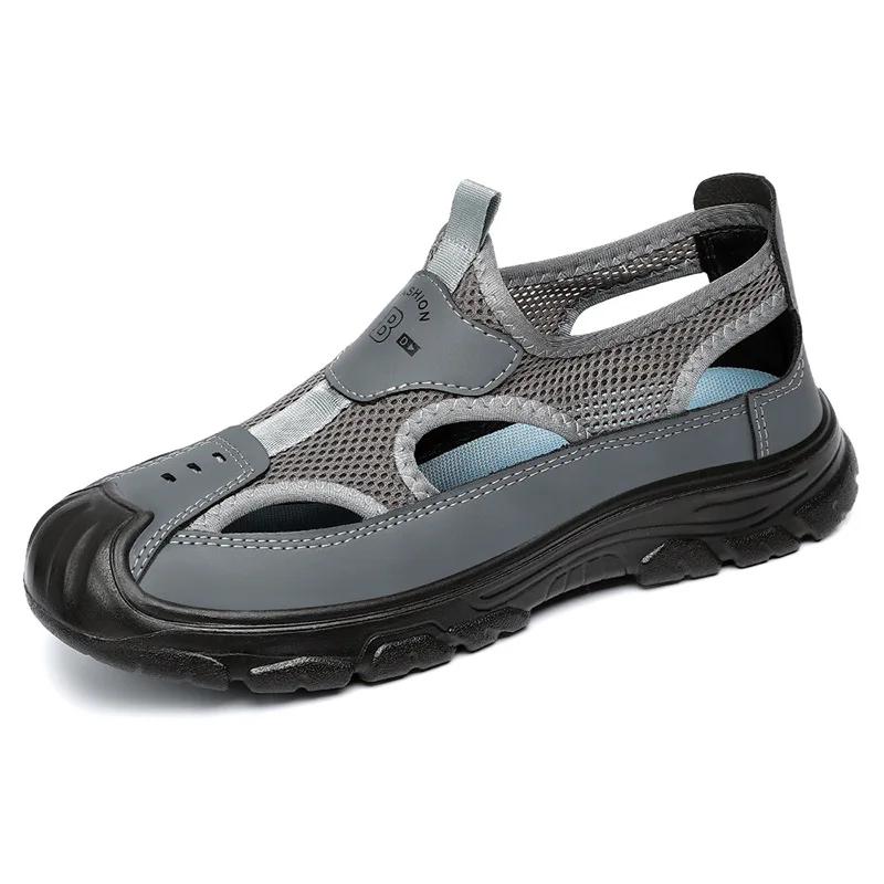 2024 Summer Sandals, Men's Mesh Breathable Shoes, Hollow Outdoor Leisure and Water wading Shoes, Baotou Tuo Men's