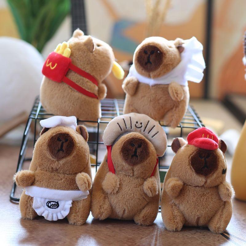Plush Capybara Keychain Stuffed  With Pp Cotton Short Plush Backpack Gift Decor