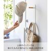 Yamazaki Magnetic Hook White W6 x D8.5 x H25.1cm Tower Wall Hanger, Entrance Storage, Easy Installation, Natural Wood, 10683
