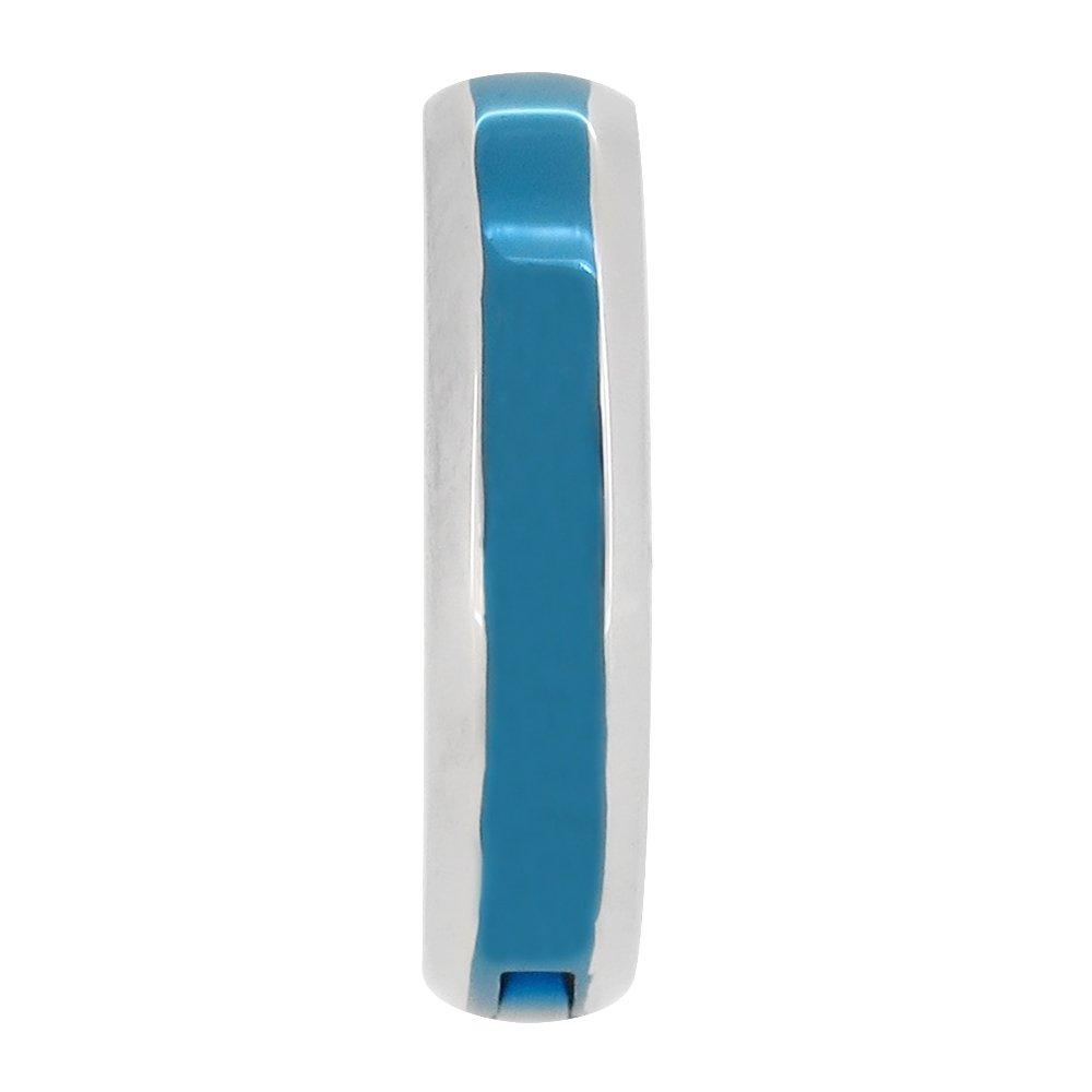 [Zanipolo Terzini] Simple Color Line Surgical Stainless Steel Hoop Earring (Blue) (1P Single Earring) Men's