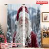 2pcs 2D Flat Printing Merry Christmas Curtain Santa Claus Painting Gifts Snow Polyester Without Electricity 0 Perfect for Photo