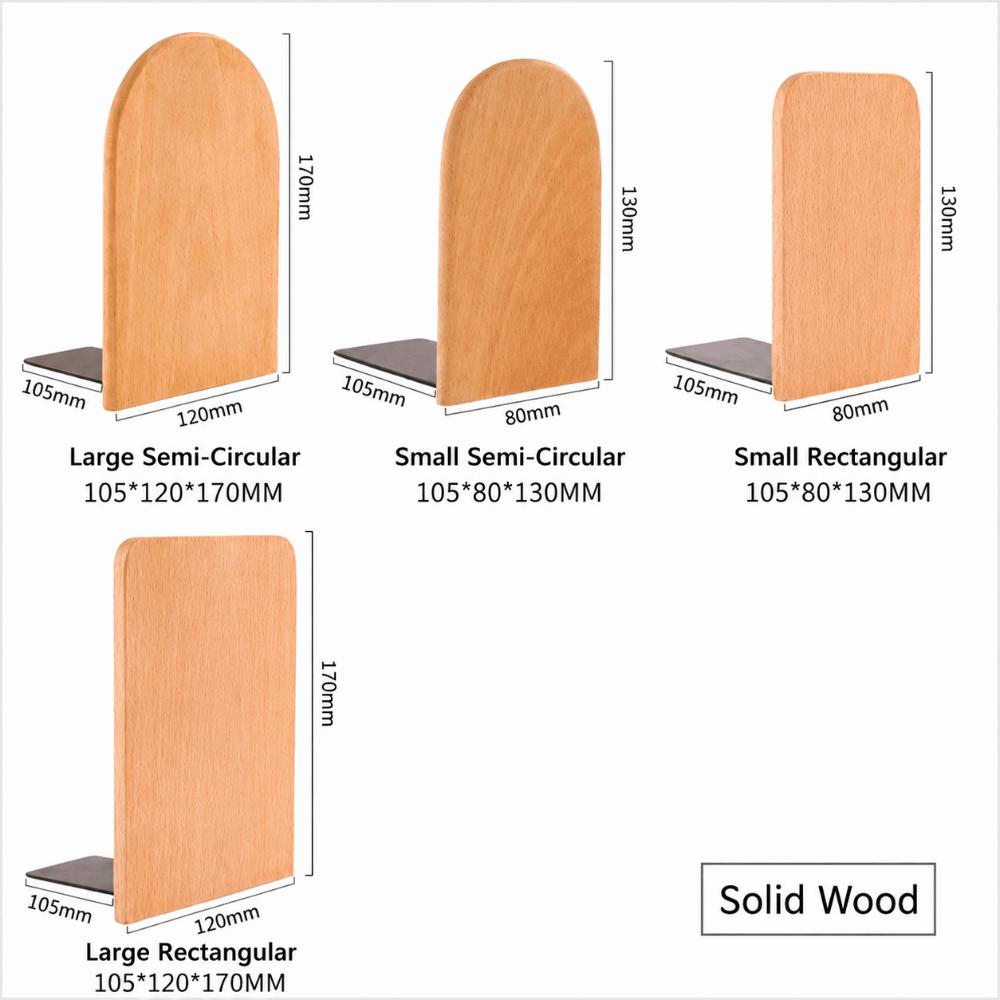 Anti-Slip Wood Book Stoppers Detachable Book Supports High Quality Wooden Bookends  School Office