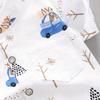 Infant and Toddler Summer Full Print Bear Driving Pattern Short Sleeved Shorts Set for Outdoor Standing Collar Shirt Fashion Two