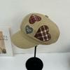 Plaid Splicing Letter Octagonal Hat Versatile Sunshade Spring and Autumn Cute Beret Showing Small Face Big Head Circumference Newsboy Hat