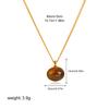 Vintage Natural Stone Tiger Eyes Oval Pendant Necklace for Women Stainless Steel Chain Necklaces Femme Jewelry Bijoux Gift