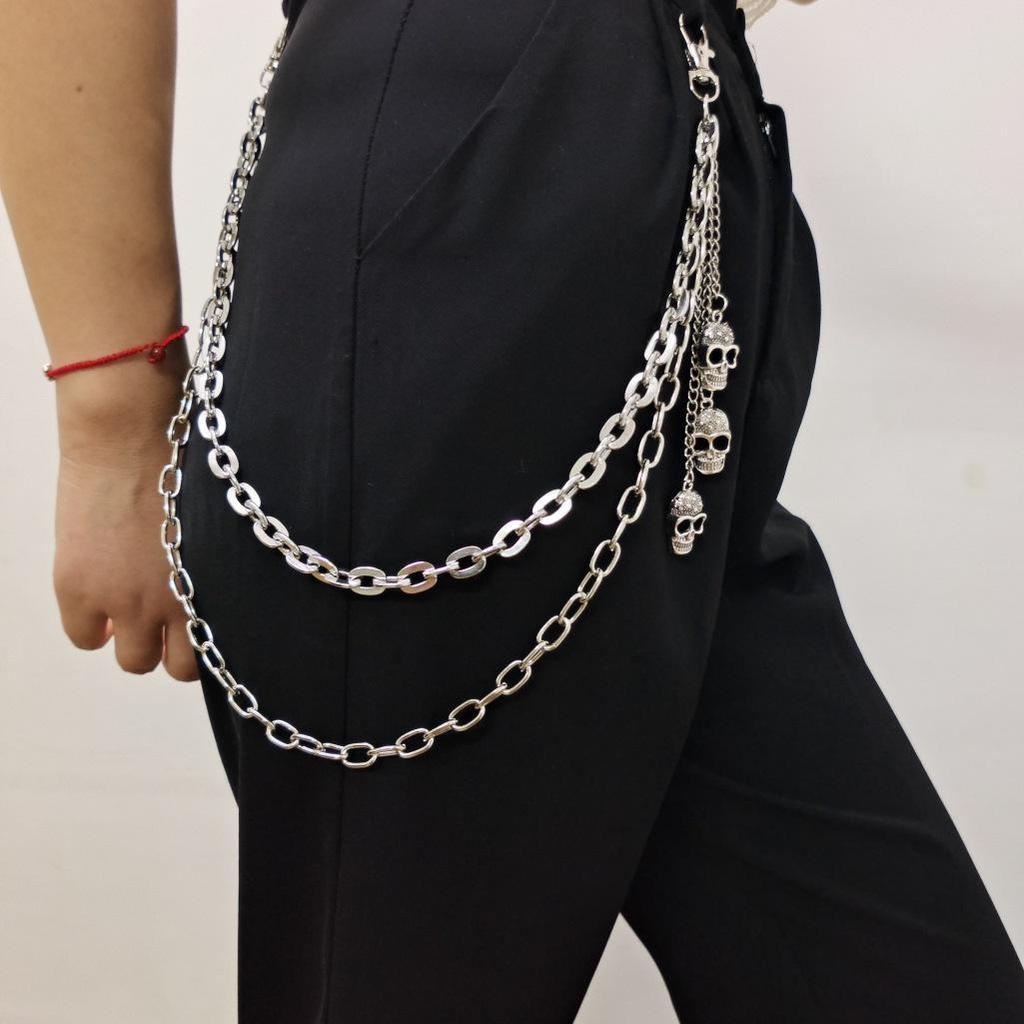 European American Metal Skull Pendant Multi-layer Hip Hop Punk Waist Chain