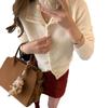 Gentle Soft Sticky High Neck Knitted Cardigan Female Fall Loose Single-breasted Short Section Lapel Sweater Coat