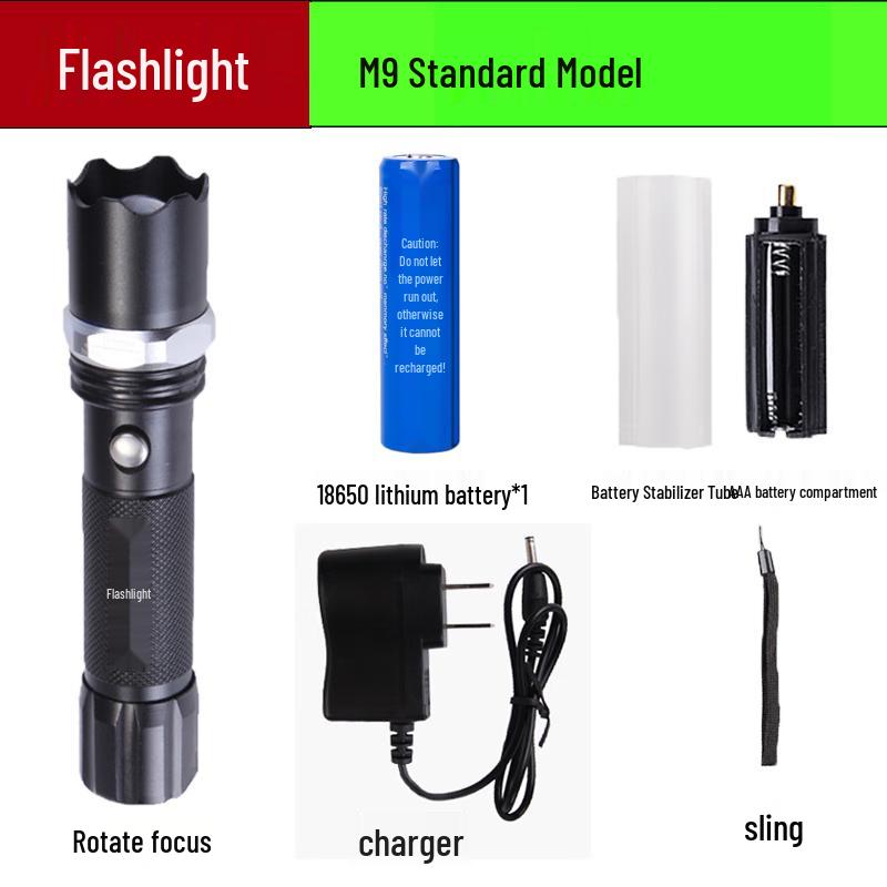 Portable Rechargeable LED Zoom Flashlight